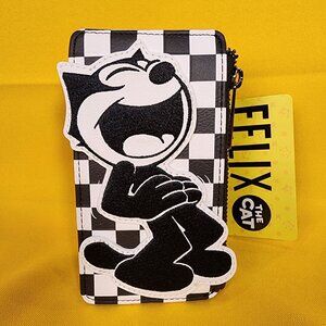 Loungefly Felix the Cat Checkered Black and White Cardholder Wallet NEW